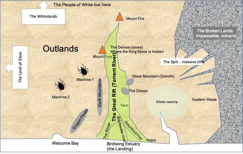 Map of the Great Rift showing key locations in the Dragon Witch Trilogy.